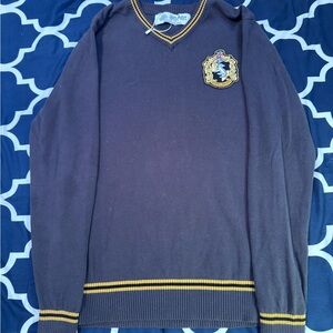 Warner Bros. V-Neck Brown and Yellow Sweater with Crest